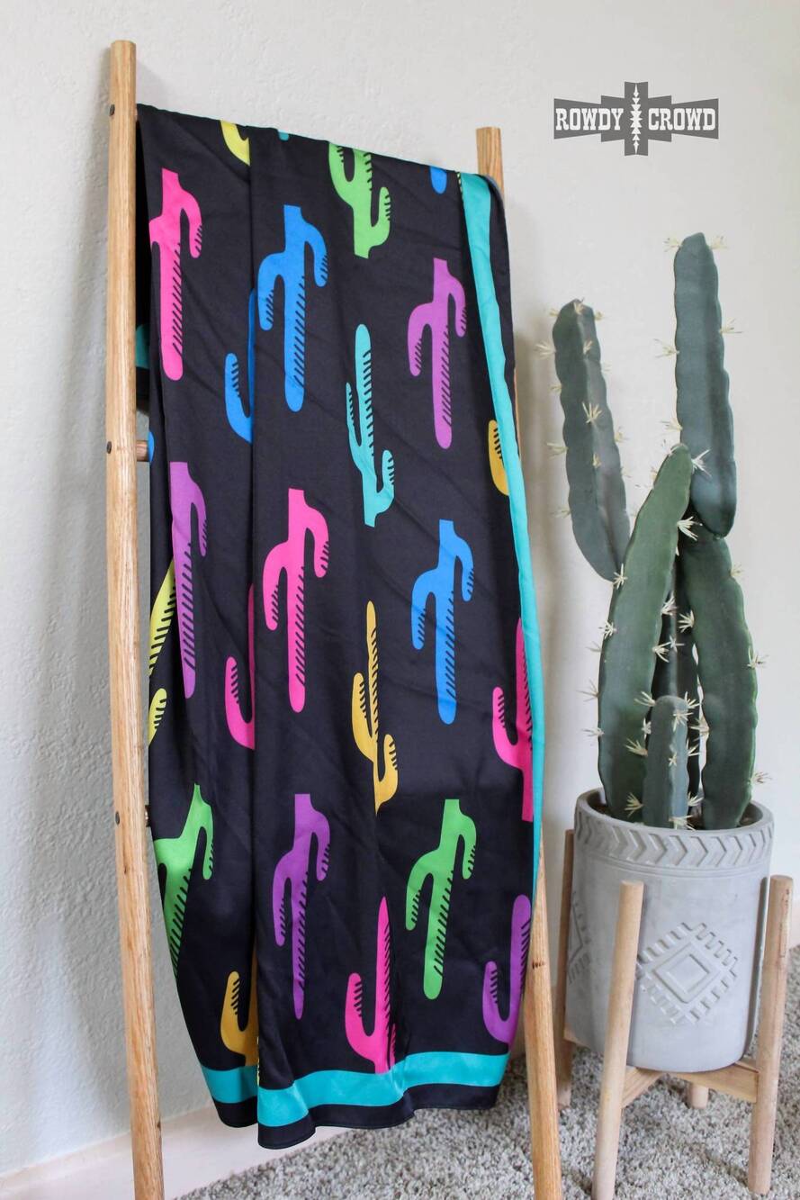 NEW ROWDY CROWD women's cactus craze western wild rag scarf in multicolor